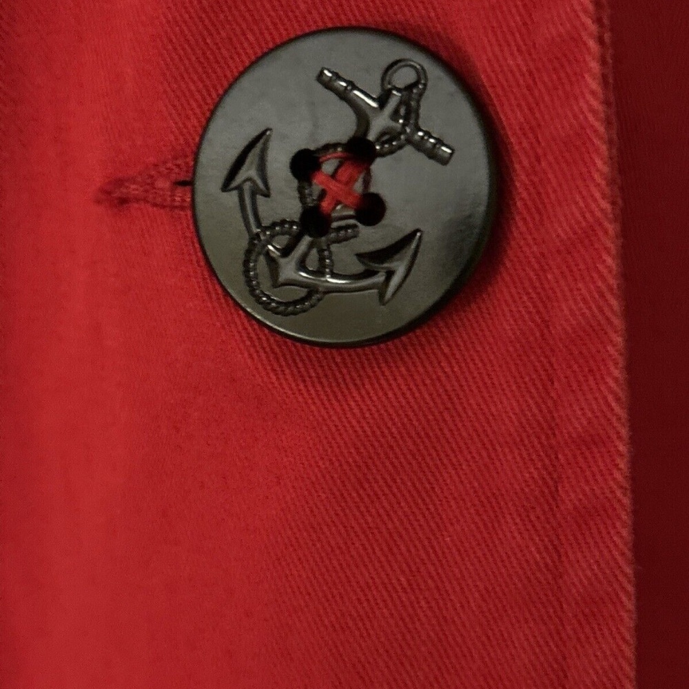 Ralph Lauren Woman’s Size Large Red Double Breasted Denim Pea Coat - Picture 10 of 12